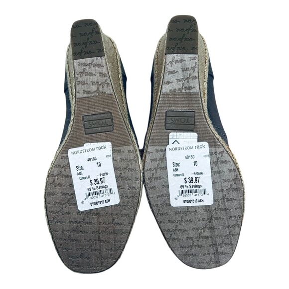 Toms Espadrilles Wedge Ash Grey Canvas Sz 10 Open Toe Heel Casual Sandal NWT - Picture 9 of 9